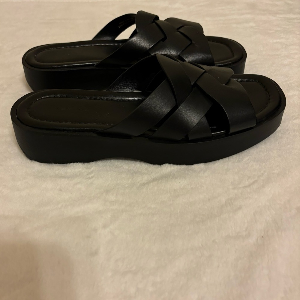 Anthropologie Pilcro Leather Slide, Black size 38 EU